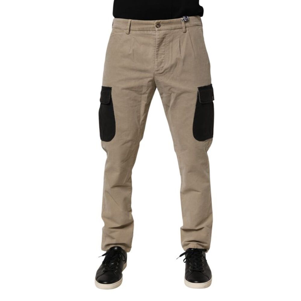 AT.P.CO Beige Mid Waist Skinny Men Cargo Chino Trouser Men's Pants